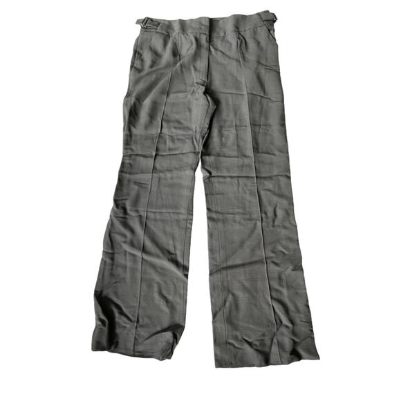 Escada Straight Wide Leg Pant Wool Blend High Rise Buckle Detail Gray US 10 EUC - Picture 4 of 13